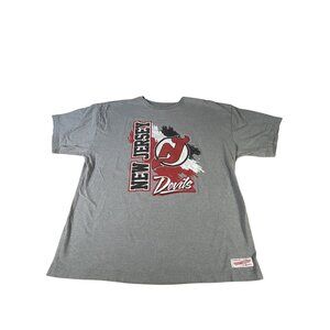 Mitchell & Ness New Jersey Devils T-Shirt 3XL Gray Cotton Blend Mens NHL Hockey